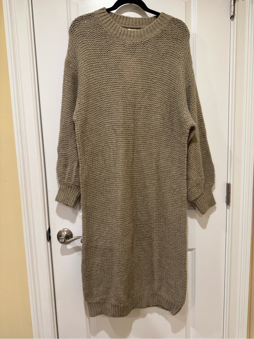 Bluivy Taupe Crewneck Knit Sweater Dress